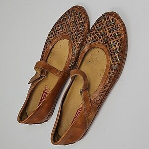 Pikolinos Brandy Woven Leather Mary Jane's Velcro Strap Womans Size 40